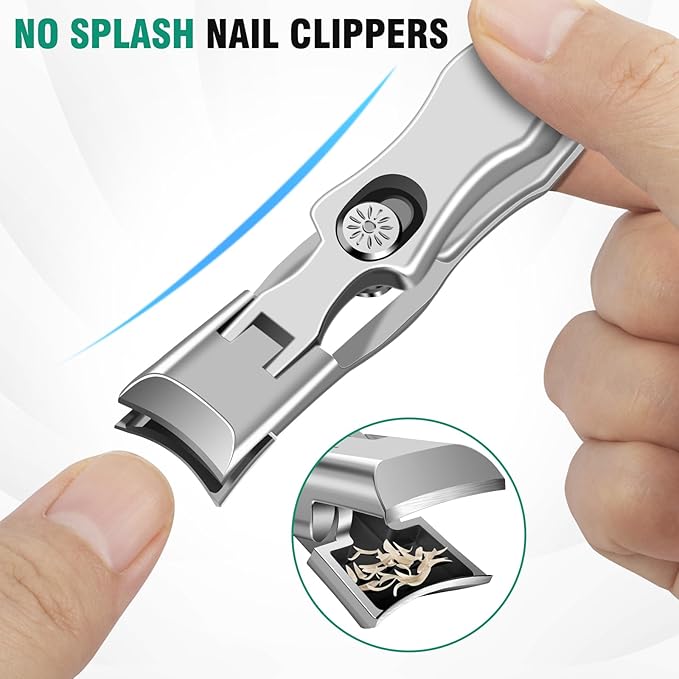 Nail Clippers for Men with Catcher, Large Wide Opening Toenail Clippers for Seniors Thick Toenails, Heavy Duty Sharp Stainless Steel Toe Nail Clippers with Long Handle Gifts for Men Women