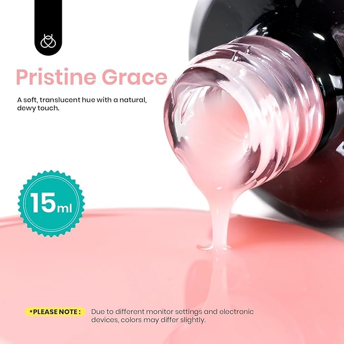 Beetles Builder Gel HEMA Free-Pristine Grace 0.5 oz 8 in 1 Nail Thickening Strengthening Building Apex for Beginner DIY Salon at Home, Jelly Pink Builder Nail Gel, UV & LED Lamp Cured