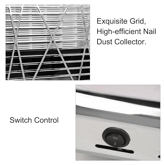 Nail Dust Collector Vacuum Machine, Cofashion 80W Nail Dust Vacuum Powerful NailVacuum for Acrylic Nail Polygel Nail Filter Replaceable Use for Salon & Home, Silver