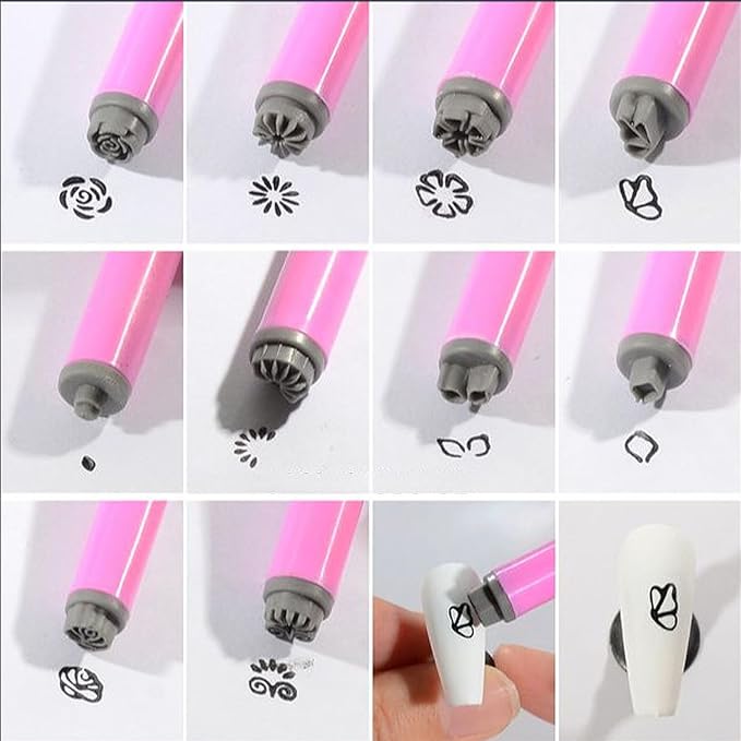10pcs Nail Art Stamp Pen Set Flower Design Nail Stamping Pens Nail Stamp Tool Nail Art Stamps for Women