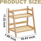 Wooden Double Layer Rack, Compact Tabletop Storage Rack, Versatile Organizer - Image 3