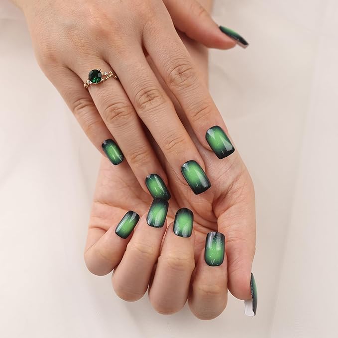 MOMSON Semi Cured Gel Nail Strips - 20 Real Gel Nail Polish Stickers/Full Nail Wraps - Art Manicure Kits for DIY at Home, Salon-Quality, Easy to Apply & Remove (Firefly Green)