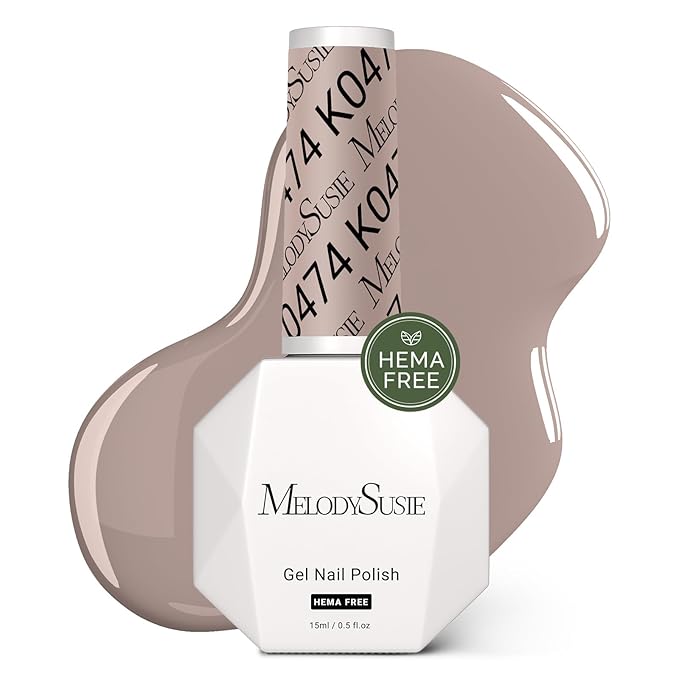 MelodySusie Hema Free Gel Nail Polish, 0.5 Fl Oz Thick Gray Nude Gel Polish, Non-Toxic, Long Lasting, Soak Off UV Nail Polish, Manicure Nail Design Salon DIY Nail Art at Home K0474
