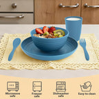 Wheat Straw Dinnerware Sets for 4, Reusable Plastic Dinner Plates, Unbreakable - Image 5