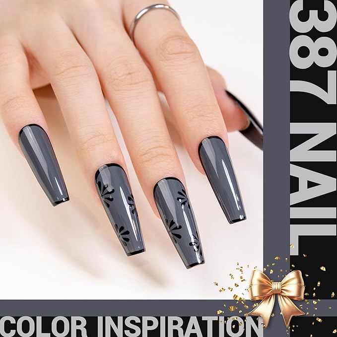 MelodySusie Thick Dark Gray Gel Nail Polish,0.5fl oz Grey Soak Off UV LED Gray Gel Polish Gift for Women Nail Art Manicure Salon DIY Nail Design Decoration at Home-387