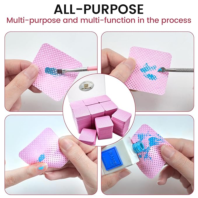 Lint Free Nail Wipes in storage case, Non-Woven Soft Nail Polish cleaner Wipes, Super Absorbent Pad for Fingernail Polish Remover - Eyelash Extension - Finger Art Supplies (1080 Pink)