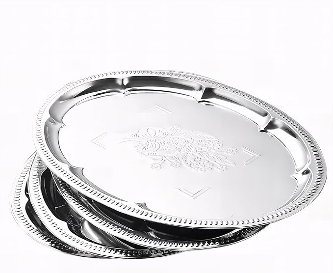4-Pack 15.7" x 11.8" Silver Serving Trays by Zenovlux