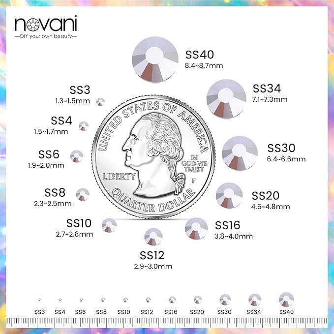 Novani Rhinestones 3000Pcs Flatback Crystal Round Loose Gemstones Glass Rhinestones for Crafts Makeup Nail Art Clothes Shoes DIY Decorations(SS6, 1.9-2.0mm,Sliver)