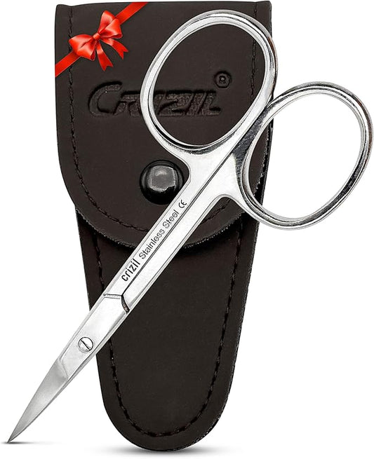 Nail Scissors for Women & Men – Stainless Steel, Curved Blade, Sharp Scissors for Toenails, Manicure, Pedicure, Cuticle For Home & Professional Use (Nail Scissors With Leather Case)