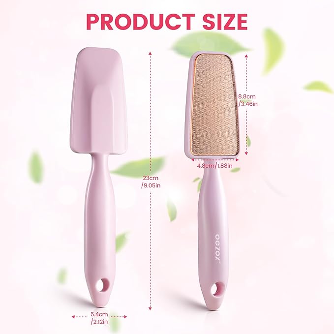 BEZOX Long Handle Glass Foot File Callus Remover, Foot Scrubber for Dead Skin, Cracked Heel Foot Scraper - Purple