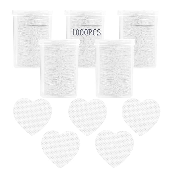 1000 PCS Lint Free Nail Wipes,Nail Polish Remover Wipes for Lash Extension Supplies,Lint-Free Lash Glue Wipes Pads Eyelash Extension Nails Wipes for Nail Polish Remover,Lash Glue Cleaning Pads, White