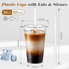 Ginkgo 50 Pack 20 oz Plastic Iced Coffee Cups - Image 2