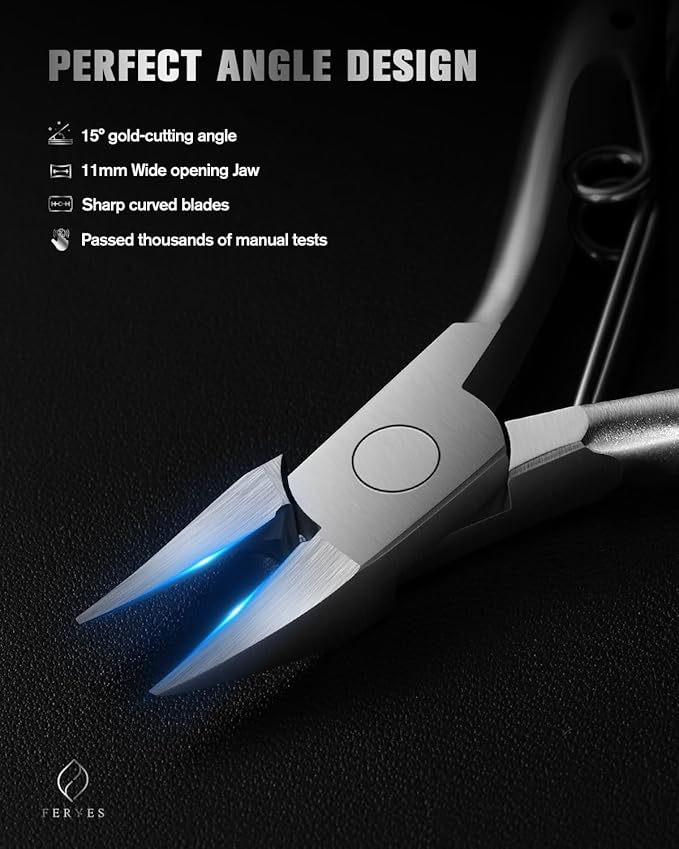 FERYES Toe Nail Clippers for Thick & Ingrown Toenails - Stainless Steel Thick Toenail Clippers for Seniors, Precision Grip Fingernail Clippers for Effortless Trimming - Silver