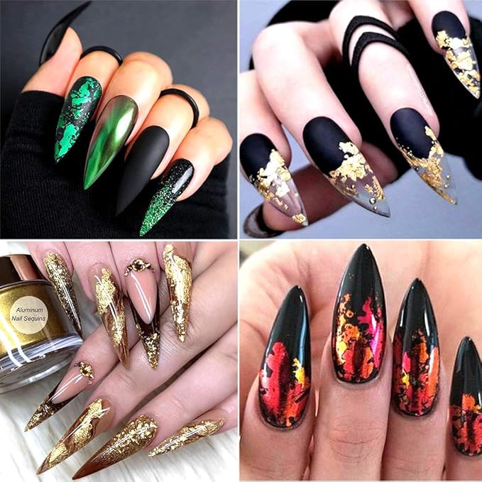 EBANKU Nail Foil Flakes Laser 36 Grid Holographic Nail Art Paillette Chip for Nails Decorations Nail Glitter Flake Decals for Party Festival