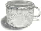 Vintage Embossed Sunflower Retro Glass Coffee Mug Cup 14 ounce Stackable - Image 4