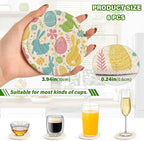 YETTASBIN Easter Bunny Eggs 6 Pcs Drink Coasters - Image 3