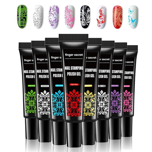 Nail Stamping Gel Polish Kit 8 Colors Nail Stamping Polish Gel Unleash Your Creativity with Nail Art Kit Ideal for Home User and Nail Salon SET2