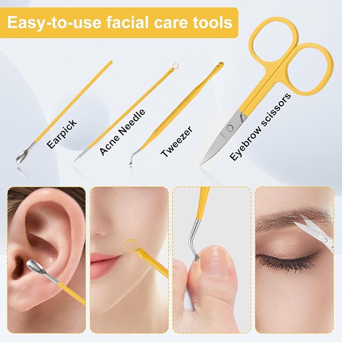 Nail Kit, Manicure Kit, Nail Care Kit for Women, Manicure Pedicure Set, Nail Clippers Toenail Clippers Kit, Professional Manicure Kit Pedicure Kit, Yellow Travel Case, Set of 12.