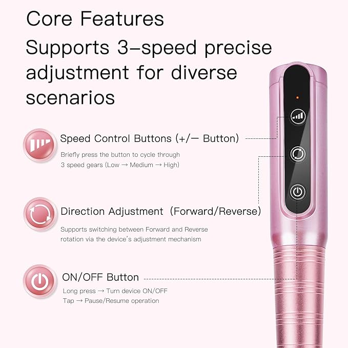 Cordless Nail Drill Kit Professional for Acrylic Gel Dip Powder Nails Portable Nail Drill Pedicure Manicure Tool Rechargeable Lightweight(Carmine)