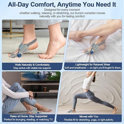 Bunion Corrector for Women Men Big Toe,Adjustable Knob Bunion Corrector for Bunion Relief,Bunion Fix with Bunion Silicone Pad,Suitable for Left and Right Feet(2PCS)