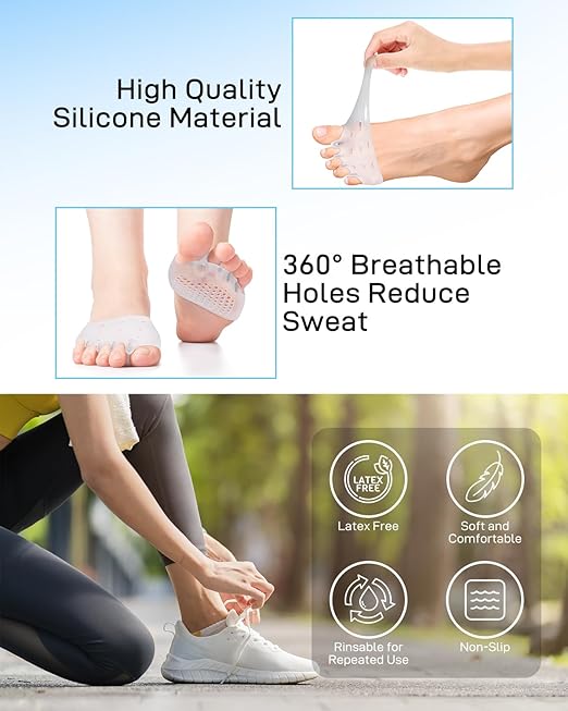 4 Pairs Silicone Toe Spacers Separators for Women Men Bunion Corrector, Hammertoe Straightener, Breathable Metatarsal Foot Support Pads Toe Cushions for Pain Relief (Clear)
