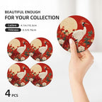 Crane Bird Flower Painting Coasters - Image 3