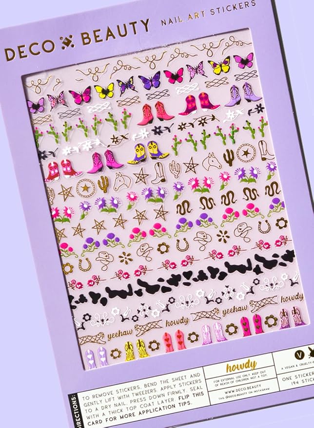 Deco Beauty Howdy Nail Stickers - Lightweight & Easy-to-Apply Nail Art with Cute & Trendy Designs - Durable & Long-Lasting Nail Stickers for Women, Ideal for DIY Manicures