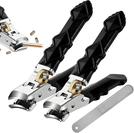 2pcs Toenail Clippers for Thick Toenails, Wide Jaw Opening Nail Clippers for Men, Heavy Duty Ingrown Toenail Clippers Nail Cutters, Ultra Sharp Slanted Nail Clippers with Long Handle