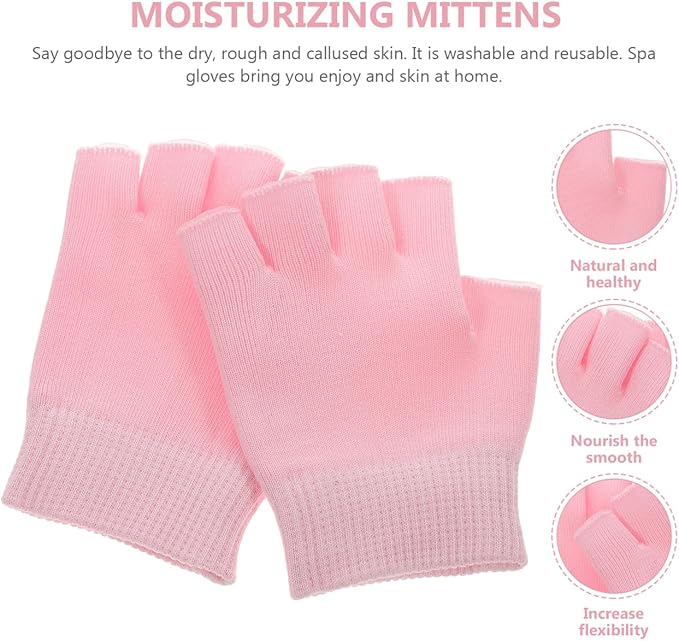 Healifty Moisturizing Fingerless Gloves for Dry Hands, Gel Infused with Jojoba Seed Oil, Olive Oil and Vitamin E, Overnight Hand Spa Moisturizer