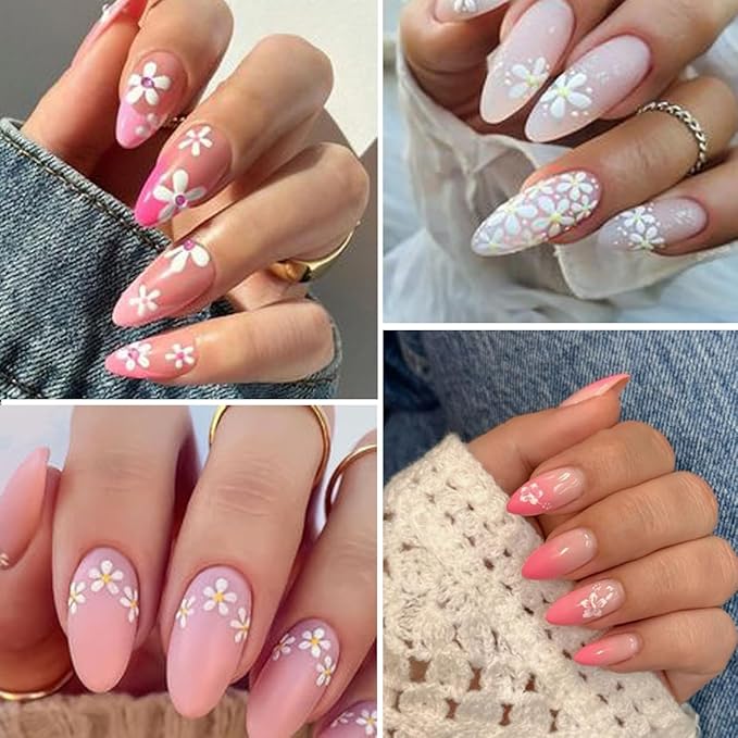 30 Sheets Flower Nail Art Stickers Decals Colorful Flower Nail Stickers 3D Self Adhesive Cute Daisy Floral Nail Decals Heart Nail Supplies Nail Art Design Decoration Accessories for Women DIY Manicure