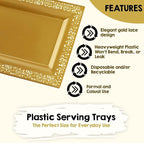Yumchikel-Decorative Plastic Serving Tray & Platter Set-Gold & lace Rim Serving - Image 3
