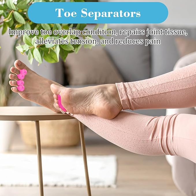8Pcs Toe Separators for Pedicure Pedicure Toe Spacers & Spreaders Soft Finger Separators Polishing Manicure Coating Gel Painting Nail Accessories Men and Women (Blue Pink)