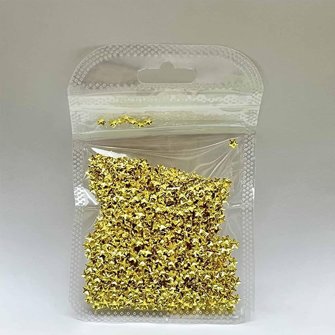 1000 Pcs Mini Cute 3D Alloy Gold Star Nail Charms - DIY Nail Art Supplies