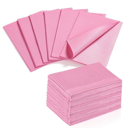 Makartt Disposable Nail Mats: 50Pcs Pink Fordable Nail Paper Towels for Table Acrylic Nail Practice Sheet 3 Ply Waterproof Nail Art Table Mats Clean Pads for Salon Manicure Tattoo