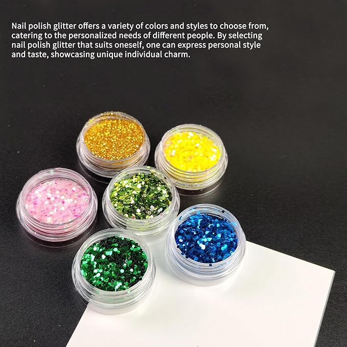 18Colour Nail Glitter for Dazzling Nail Art Professional Quality Glitter for Nails Sparkling Glitter Powder Appropriate for Nail Designs BodyGlitter Appropriate for DIY Nail Decorations