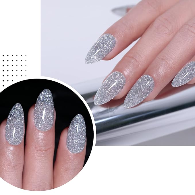 Imtiti Silver Gel Nail Polish, Glitter Silver 3 in 1 One Step Gel Polish Color Soak Off UV LED fall winter Nail Gel Polish Nail Art Starter Manicure Salon DIY Christmas Gift, 0.5 Fl Oz