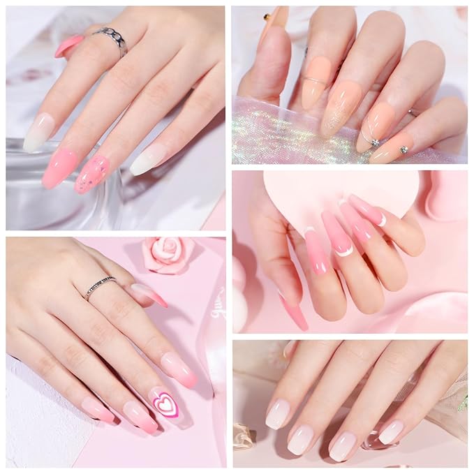 Peacecolor Jelly Gel Nail Polish Set 10ML 6pcs Pink Nude White Sheer Transparent Colors Soak Off Gel Polish Nail Art Manicure Gifts for Women Salon DIY at Home