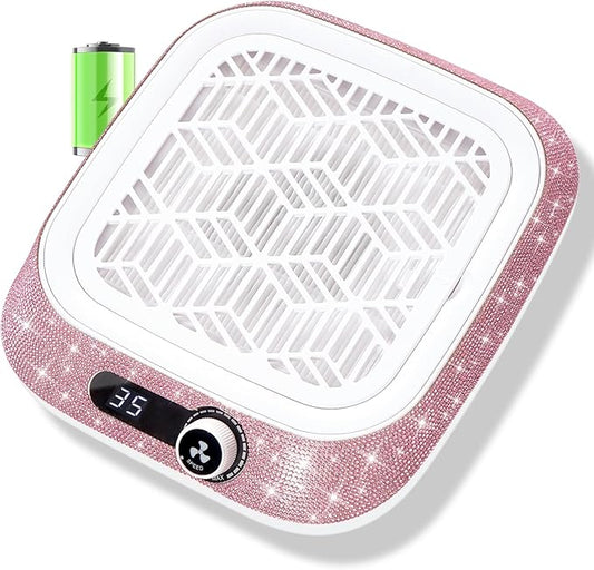 Cordless Nail Dust Collector,Rechargeable Dust Collector Nail Tech with Reusable Filter,Compact Vacuum Fan Dust Collector Manicure Pedicure Tool for Acrylic Nail Polishing,Salon&Home