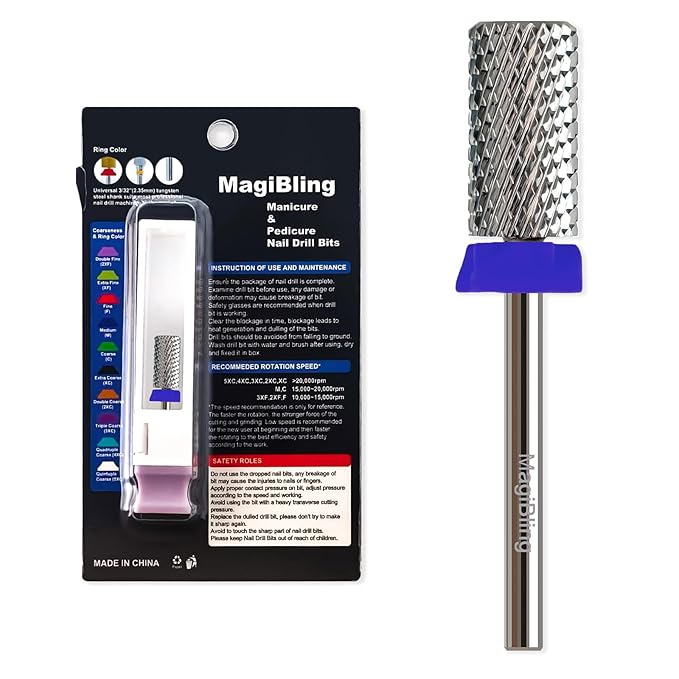 Super Cut Large Barrel Nail Drill Bits for Professional Users, 3/32'' Tungsten Carbide Bits, Upward Deep Cut for Removing Hard Gel Fast, Right Hand Use, Manicure Cuticle Gel Polishing, Medium.