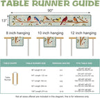 Seliem Spring Summer Birds Blue Table Runner, Cardinal Chickadee Bluebird | - Image 2