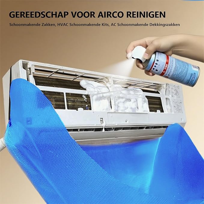 Ac Cleaning Kit, Air Conditioner Cleaning Kit, Ac Cleaning Bag, HVAC Cleaning Kit, Ac Cleaning Cover Bag, Large Size, Integrated Design for Easy Cleaning (Blue)