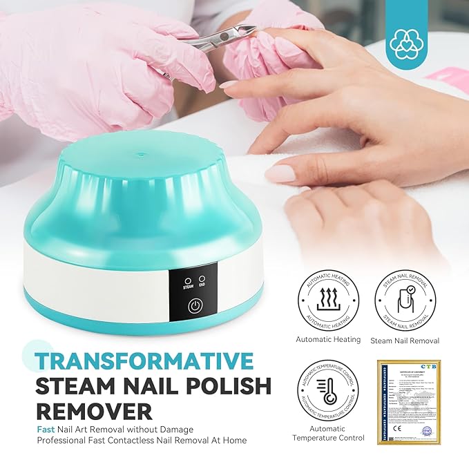 Saviland Electric Nail Soaking Bowl: Gel Nail Polish Removal Automatic Heating Fast Nail Polish Remover Machine Gentler Steam Gel Nail Polish Remover Home Salon