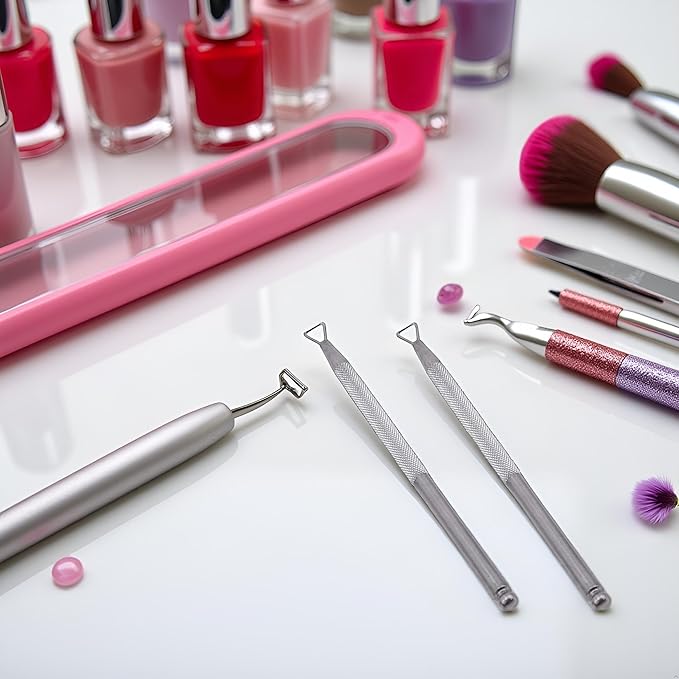2Pcs Silver Stainless Steel Nail Art Remover Tool Triangle Cuticle Peeler Scraper Remove Gel Nail Polish Cuticle Pushers Nail Tools and Accessories,Foot, Hand and Nail Care