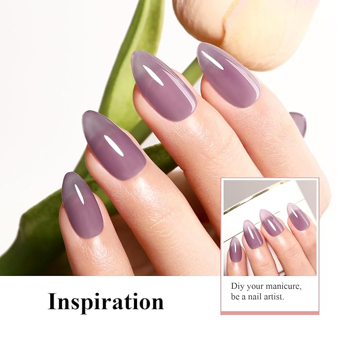 Imtiti Jelly Gel Polish: 15ML Sheer Grape Purple Jelly Gel Nail Polish - Translucent Spring/Summer Nail Art DIY Manicure