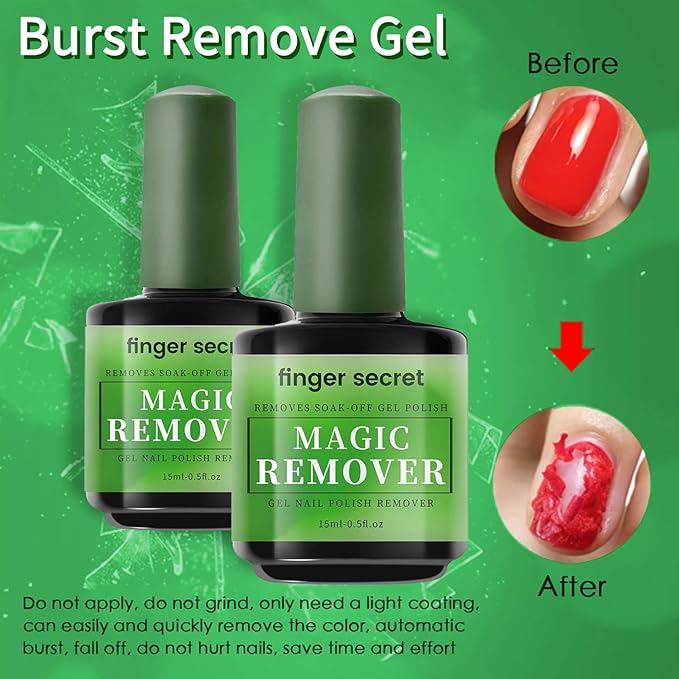 Gel Nail Polish Remover,Professional Gel Polish Remover for Nails,Gel Remover Quick Easy Polish Remover UV/LED Gel Polsih In 2-3 Mins (1set, Gel Remover 2pcs Set)