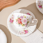 Ceramic Floral Cups with Saucers，7 oz Espresso Cups - Image 4