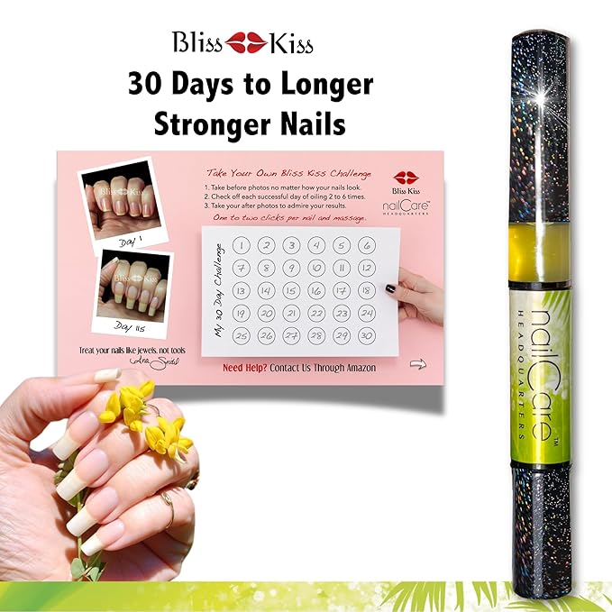 Cuticle Oil Pen for Nails - Nail Strengthener & Growth Oil and Serum for Damaged Nails, Hangnails w/Jojoba cuticle oil—Coconut Lime Verbena Fragrance - Holographic Glitter Pens 4-Pack