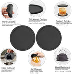 2 Pack Silicone Coasters for Drinks, Round Black Coaster - Image 7
