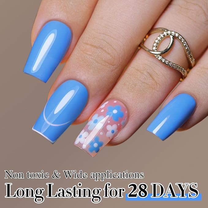 Double Rhythm Gel Polish 15ML Jelly Sheer Pastel Light Milky Color Pearl White Bottle 1 PC 0.5 OZ Full Size Nail Art Salon at Home (Blue-D1336)