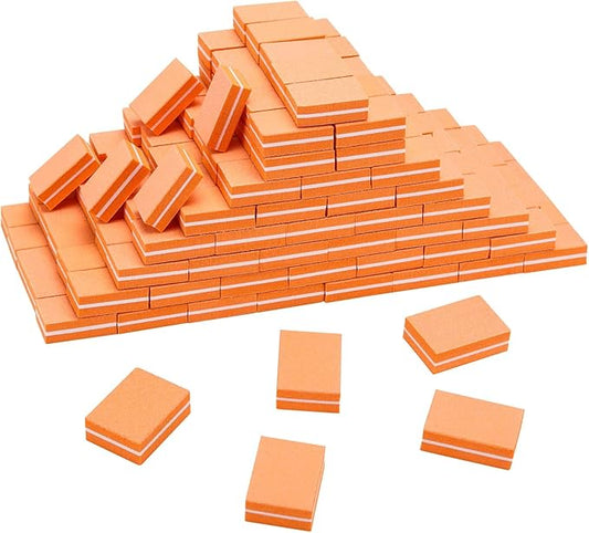 200Pcs Mini Nail Buffer Block 1.5in*1.1in*0.5in Grit Buffers for Natural Care(Orange)